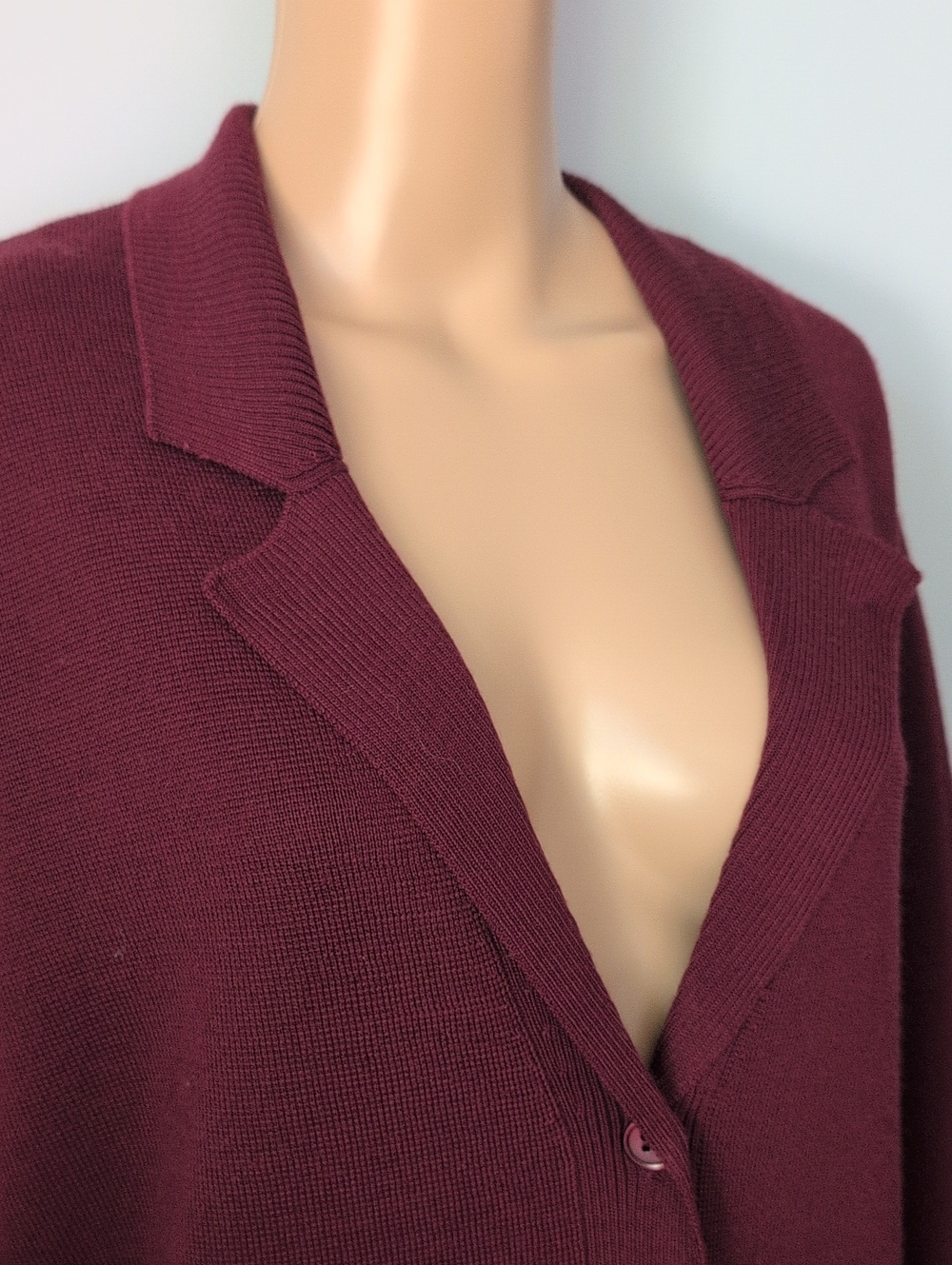 Cotton Ginny Plus Burgundy Knit Long Duster Cardigan Coat Lagenlook 1X - Picture 4 of 14